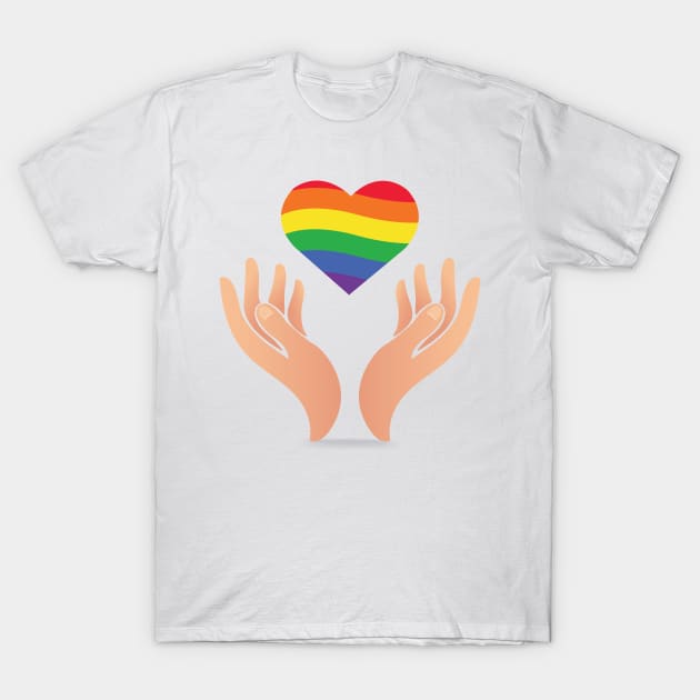 LGBT Couples Design - LGBT Hand Heart T-Shirt by Printaha